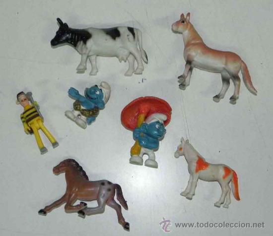 Figuras de Goma y PVC: LOTE DE PITUFOS Y ANIMALES - TAL Y COMO SE VE EN LAS FOTOGRAFIAS.