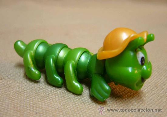 Figuras de Goma Kinder: PREMIUM KINDER, FIGURA DE PLASTICO, PVC, GUSANITO, ARTICULADO, 6.5 CM