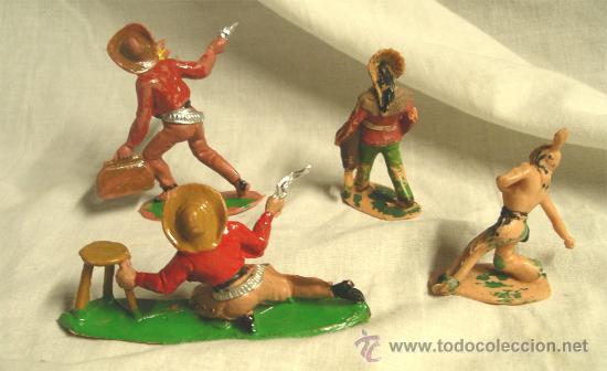 Figuras de goma y PVC: Lote de 2 cowboys y 2 Indios Remsa - Foto 2