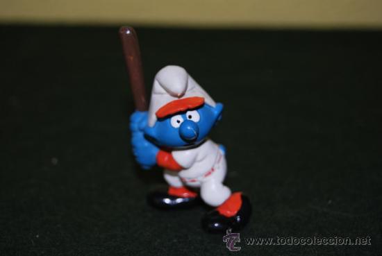 Figuras de Goma y PVC: PITUFO JUGADOR DE B&Eacute;ISBOL - FIGURA DE PVC