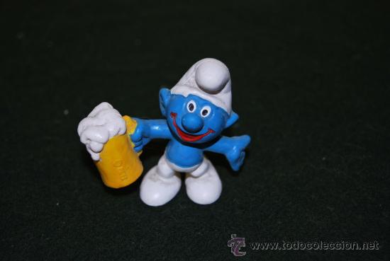 Rubber and PVC Figures: PITUFO CON JARRA DE CERVEZA - PEYO - FIGURA DE PVC