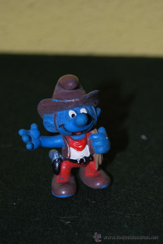 Figuras de Goma y PVC: PITUFO VAQUERO - PEYO - FIGURA DE PVC