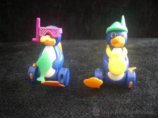 Figuras de Goma Kinder: Kinder - Lote 2 ping&uuml;inos pl&aacute;stico  A&ntilde;o 1998 - K98 N&ordm; 53 y 54 - Se pueden vender sueltos