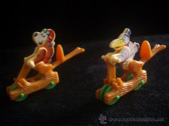 Figuras de Goma Kinder: Kinder - Lote 2 figuras animales en veh&iacute;culo A&ntilde;o 1998 - K98 N&ordm; 75 y 76 - Se pueden vender sueltos