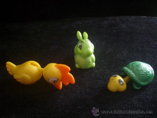Figure di Gomma e PVC: Kinder - Lote 3 animales con ruedas mueven la cabeza A&ntilde;o 1998 - K98 N&ordm; 113, 114  y 115