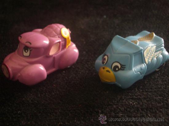 Figure di Gomma e PVC: Kinder - Lote 2 figuras veh&iacute;culos con cara de animal - A&ntilde;o 1997 - K97 N&ordm; 87 y 89