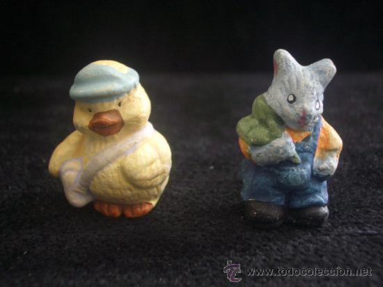 Figure di Gomma e PVC: Lote de 2 figuras de animales de yeso o escayola pintadas creo que de Kinder
