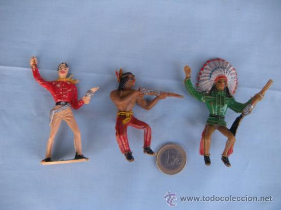 Figuras de goma y PVC: INDIOS Y PISTOLERO. OESTE. COMANSI - Foto 1