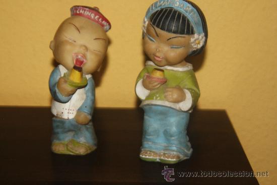 Figuras de goma y PVC: pareja de mu&ntilde;ecos flan mandarin - Foto 1