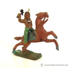 Figuras de Borracha e PVC: ALCA CAPELL. INDIO HACHA + CABALLO MARRON .REF.2735. Lote 27060809