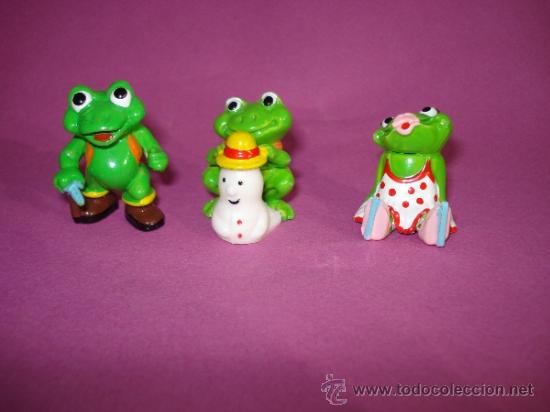 Figure di Gomma e PVC: Lote de 3 Figuras . Serie RANAS de 1993 Todos Diferentes de KINDER FERRERO