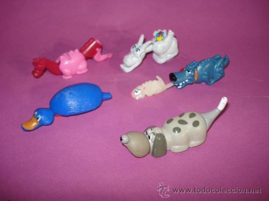 Figure di Gomma e PVC: Lote de 5 Animales con Movimiento Articulados Todos Diferentes de KINDER FERRERO A&ntilde;o 1990s.