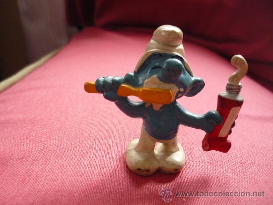 Figuras de Goma y PVC: Figura pvc - pitufo / pitufos - CEPILLO DE DIENTES  - Peyo A&Ntilde;OS 80