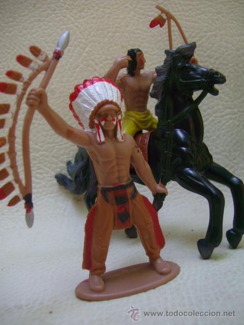 Figuras de goma y PVC: figura goma vaqueros indios con caballos - Foto 2