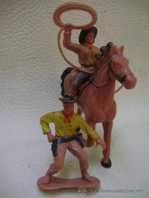 Figuras de goma y PVC: figura goma vaqueros indios con caballos - Foto 3