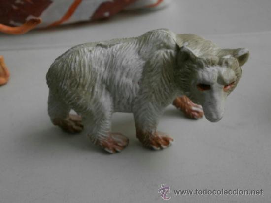 Figurines en Caoutchouc et PVC: JUGUETE OSO DE PLASTICO COLOR BLANCO Y MARRON OSO-1,9