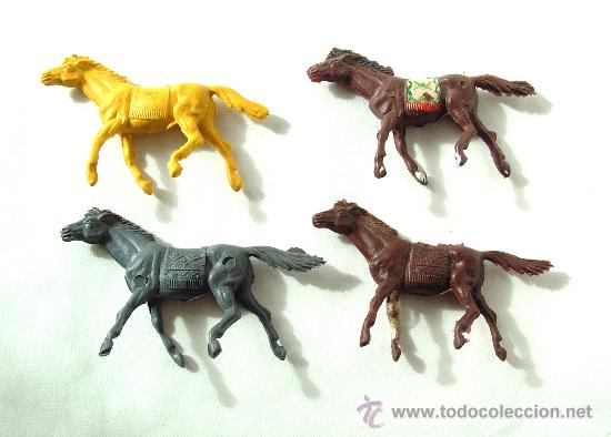 Figuras de goma y PVC: comansi cuatro caballos indios ref. z-15- - Foto 1