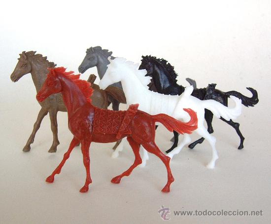 Figuras de goma y PVC: comansi novalinea cinco caballos de indios  ref. z -18- - Foto 1