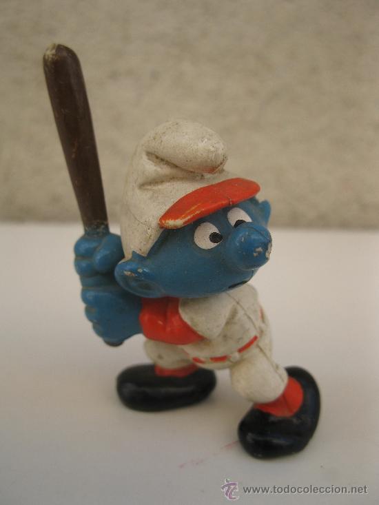 Figuras de Goma y PVC: PITUFO JUGADOR DE B&Eacute;ISBOL - FIGURA DE PVC.