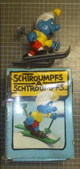 Figuras de goma y PVC: Pitufo Ski Schleich 1978 - Foto 1