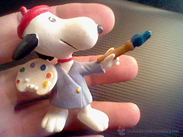 Figuras de Goma y PVC: Snoopy pintado a mano pintor aprox 6 cm escrito united feature 1958 66