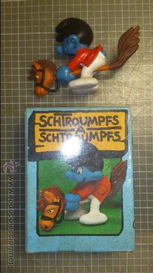 Figuras de goma y PVC: Pitufo Hipica Schleich 1978 - Foto 1