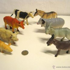 Figuras de Goma y PVC: LOTE 8 FIGURAS ANIMALES DOMESTICOS GRANJA VINTAGE CERDO VACA CABRA. Lote 74174414