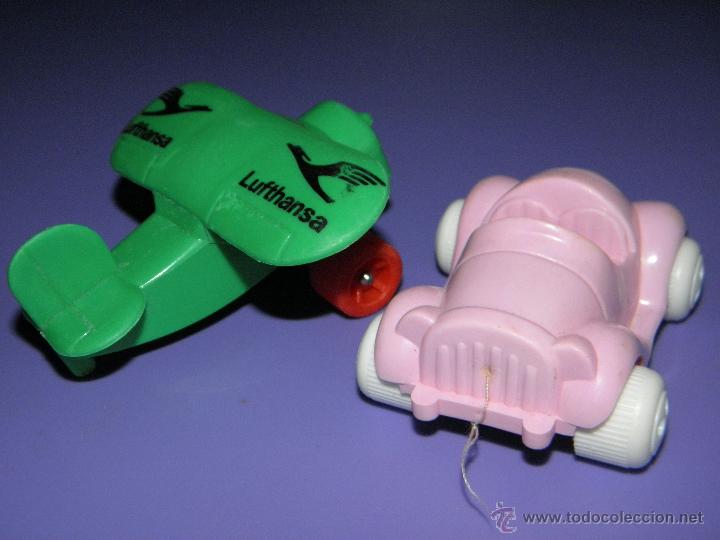 Figuras de goma y PVC: Lote de coche y avi&oacute;n de Vikingplast, Viking Toys Sweden, a&ntilde;os 80 irrompibles