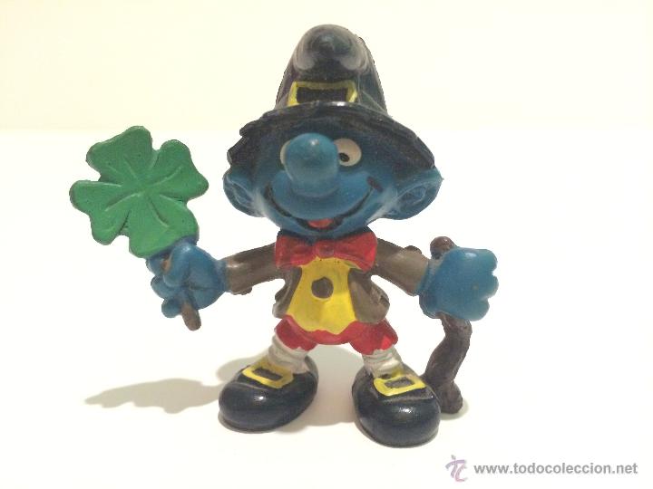 Figurines en Caoutchouc et PVC: PITUFO TR&Eacute;BOL SUERTE MUY BUEN ESTADO (CON MARCA PEYO)