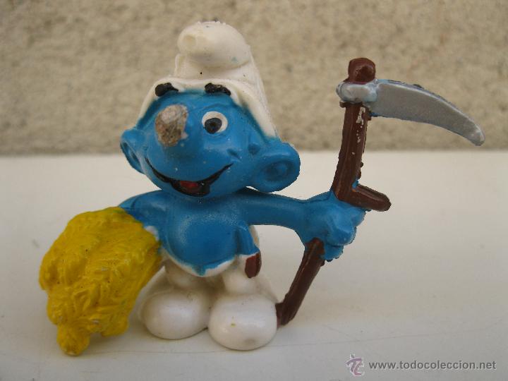 Figuras de Goma y PVC: PITUFO GRANJERO - FIGURA DE PVC.