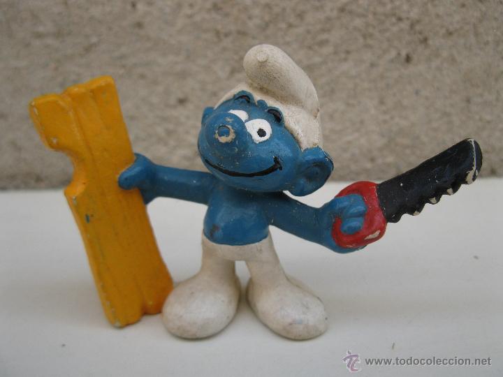 Figuras de Goma y PVC: PITUFO CARPINTERO - FIGURA DE PVC.