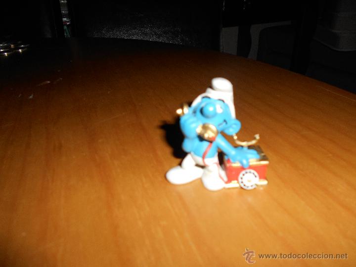 Figuras de Goma y PVC: FIGURA PVC - PITUFO / PITUFOS - CON TELEFONO DE EPOCA - PEYO A&Ntilde;OS 80 MUY RARO PERFECTO