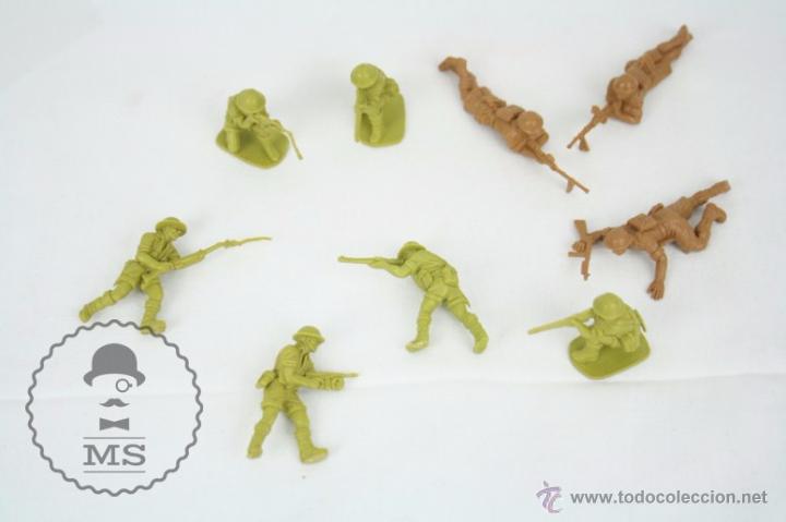 Rubber and PVC Figures: Conjunto de 9 Figuras de Soldados - A&ntilde;os 80 - Guerra / Militar - Pl&aacute;stico / PVC - Altura 4,5 Cm