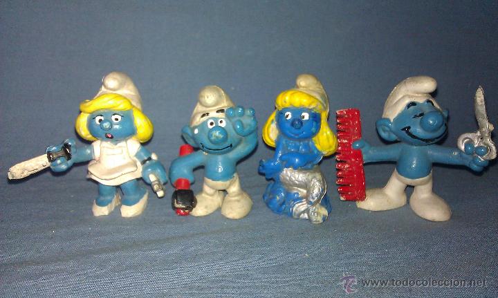 Figuras de Goma y PVC: LOTE DE 4 FIGURAS DE PVC DE LOS SIMP&Aacute;TICOS PITUFOS - A&Ntilde;OS 80 - PITUFO SMURFS SCHTROUMPFS -