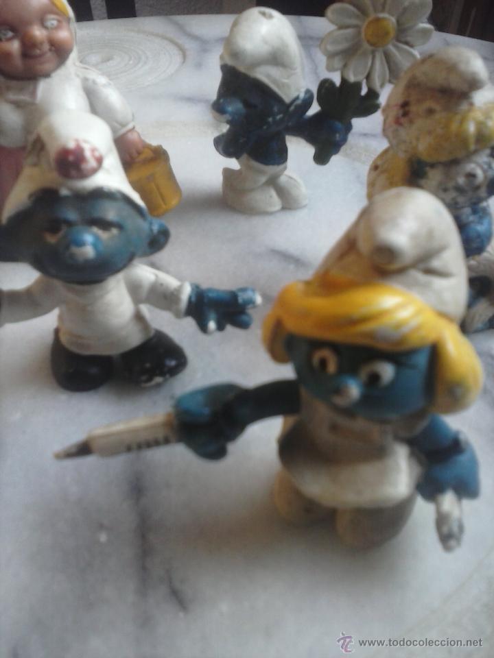 Figuras de goma y PVC: Lote de 7 PITUFOS , a&ntilde;os 70 . - Foto 3