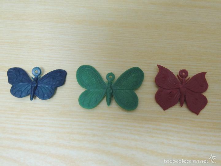 Figuras de goma y PVC: 3 MARIPOSAS DE COLGANTES - Foto 1