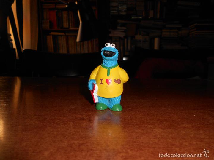 Gummi- und PVC-Figuren: FIGURA DE EN PVC BARRIO SESAMO (MUPPETS) TELE&Ntilde;ECOS, MONSTRUO DE LAS GALLETAS (COOKIE MONSTER)