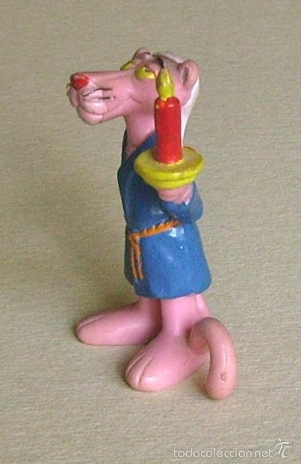 Figuras de goma y PVC: Pantera rosa con bat&iacute;n, vela y gorro de dormir. Bully - Foto 2