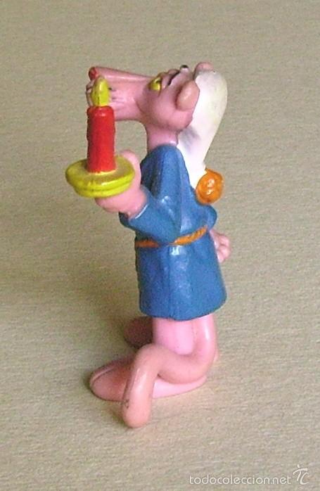 Figuras de goma y PVC: Pantera rosa con bat&iacute;n, vela y gorro de dormir. Bully - Foto 3