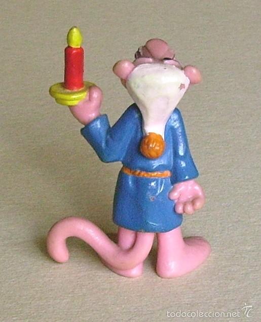 Figuras de goma y PVC: Pantera rosa con bat&iacute;n, vela y gorro de dormir. Bully - Foto 4