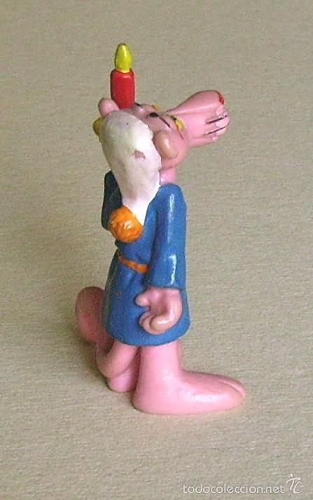 Figuras de goma y PVC: Pantera rosa con bat&iacute;n, vela y gorro de dormir. Bully - Foto 5