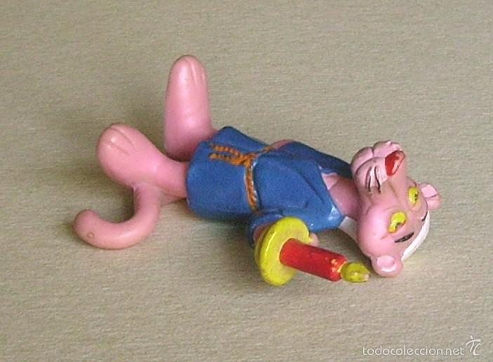 Figuras de goma y PVC: Pantera rosa con bat&iacute;n, vela y gorro de dormir. Bully - Foto 12