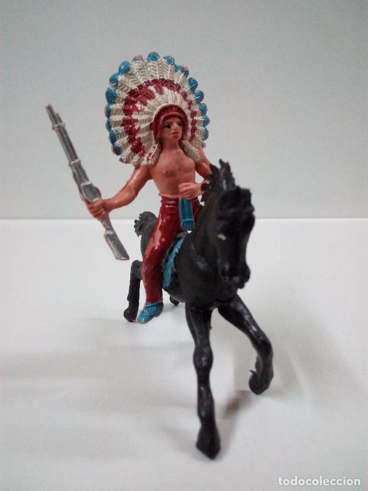 Figuras de goma y PVC: JEFE INDIO A CABALLO . JECSAN - Foto 1