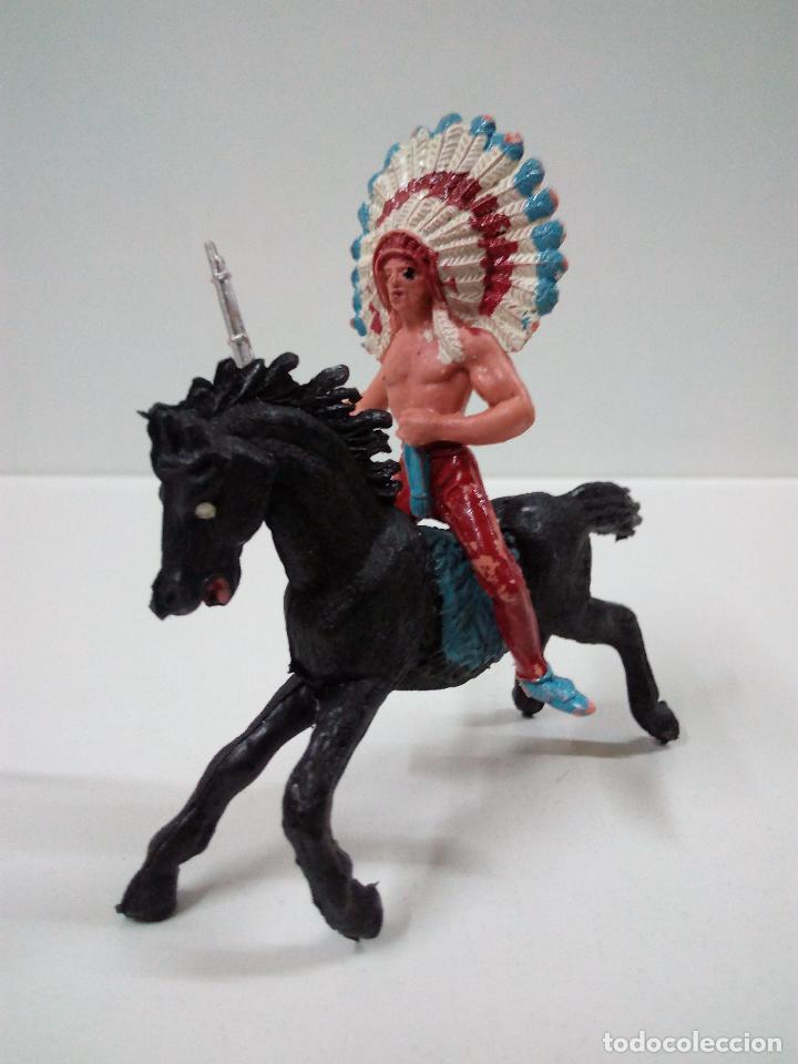 Figuras de goma y PVC: JEFE INDIO A CABALLO . JECSAN - Foto 2