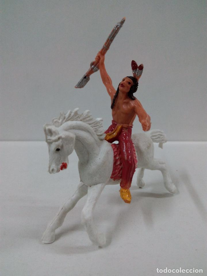 Figuras de goma y PVC: GUERRERO INDIO A CABALLO . JECSAN - Foto 2