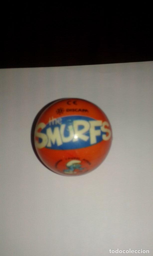 Figuras de Goma y PVC: PEQUE&Ntilde;O PELOTA DE GOMA DE  LA SERIE LOS PITUFOS SMURFS MADE IN SPAIN