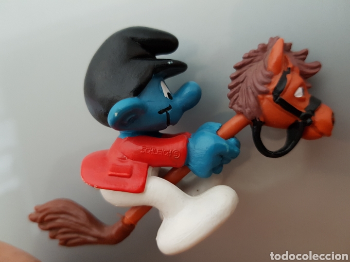 Figuras de goma y PVC: PITUFO PVC CABALLITO SCHLEICH DIFICIL - Foto 1