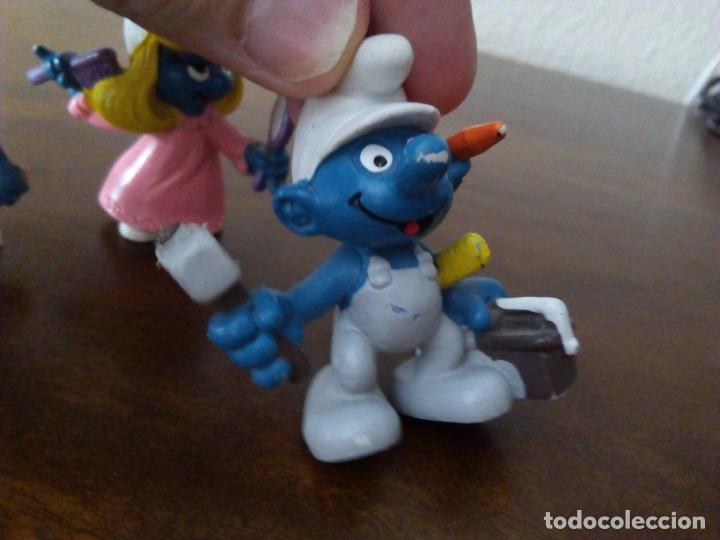Figuras de goma y PVC: 3 Pitufos Schleich. A&ntilde;os 80. - Foto 2