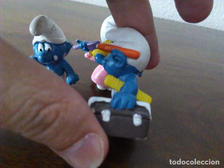 Figuras de goma y PVC: 3 Pitufos Schleich. A&ntilde;os 80. - Foto 3