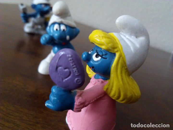 Figuras de goma y PVC: 3 Pitufos Schleich. A&ntilde;os 80. - Foto 6